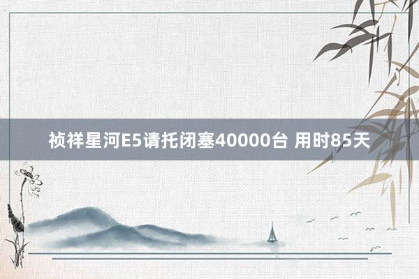 祯祥星河E5请托闭塞40000台 用时85天