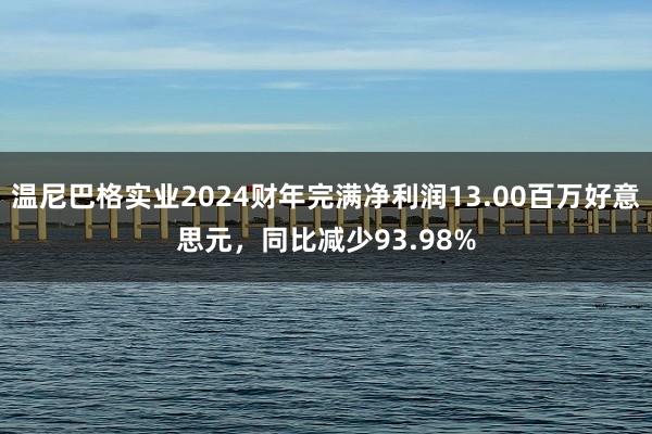 温尼巴格实业2024财年完满净利润13.00百万好意思元，同比减少93.98%