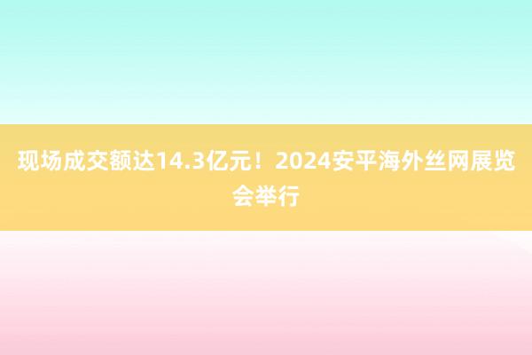 现场成交额达14.3亿元！2024安平海外丝网展览会举行