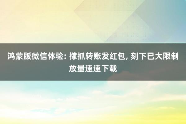 鸿蒙版微信体验: 撑抓转账发红包, 刻下已大限制放量速速下载